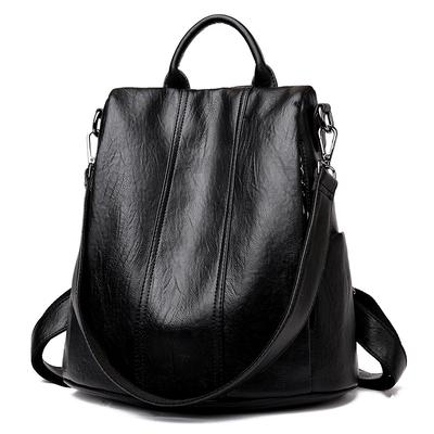 Zippered Anti-theft Hidden Bag On The Back Korean Version of Women's New Simple and Versatile Soft Leather Backpack