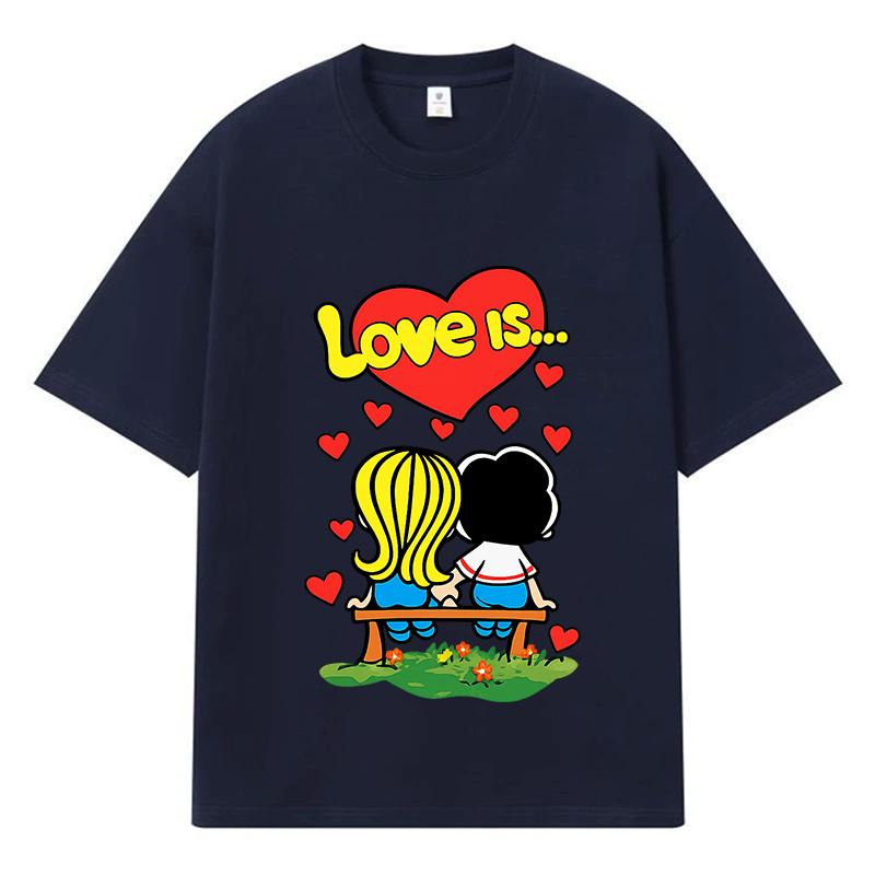 2026 Love Is Graphic Y2k Harajuku Streetwear 100% Cotton T Shirt Casual Oversized Summer Men T-shirt