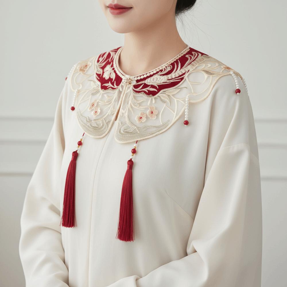 Embroidery Design Hanfu Collar Chinese Style Horse-face Skirt Yunjian Collar Chinese Traditional