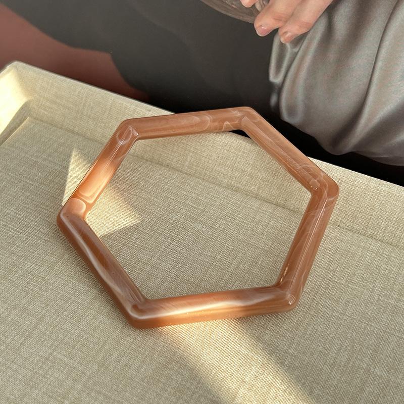 Шестиугольный акриловый браслет с размытым цветом, ретро, простой и универсальный стиль, ювелирное изделие