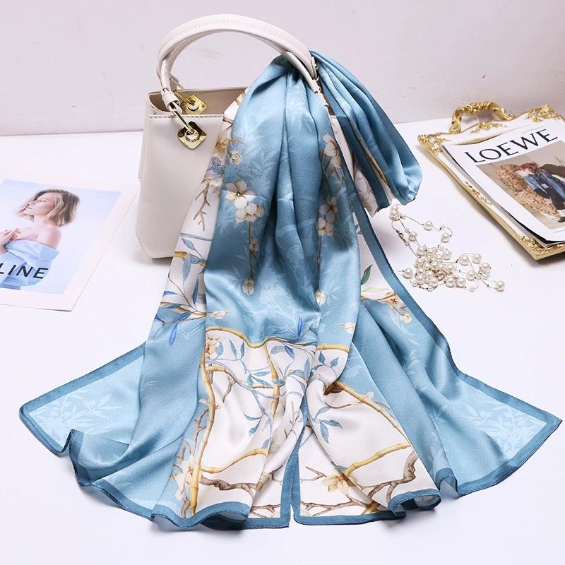 Chinese Ethnic Flower Style 100% Silk Scarves Shawls Long Silk Scarf 170*52Cm