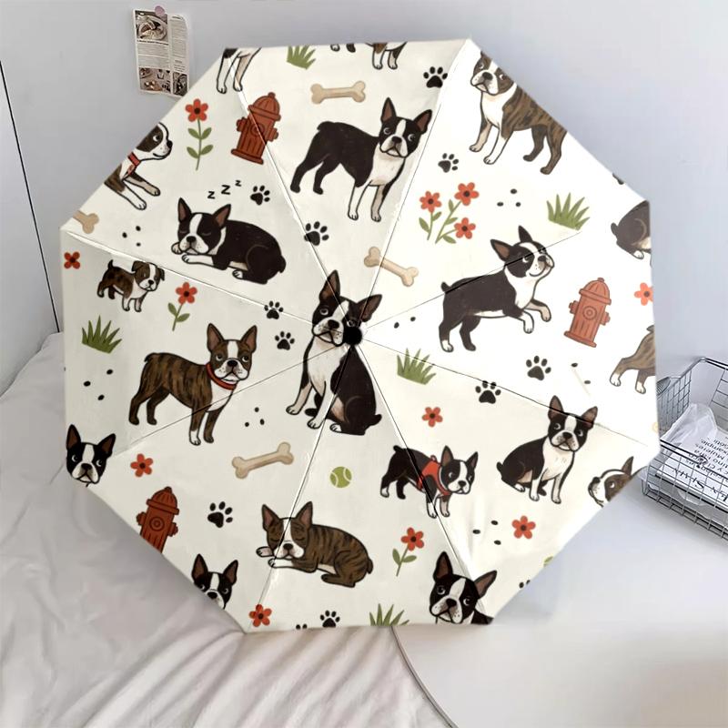 1 PC Automatic Folding Umbrella - Cute Dog Pattern, Portable & Foldable Design with 8 Ribs, Christmas Birthday Gifts