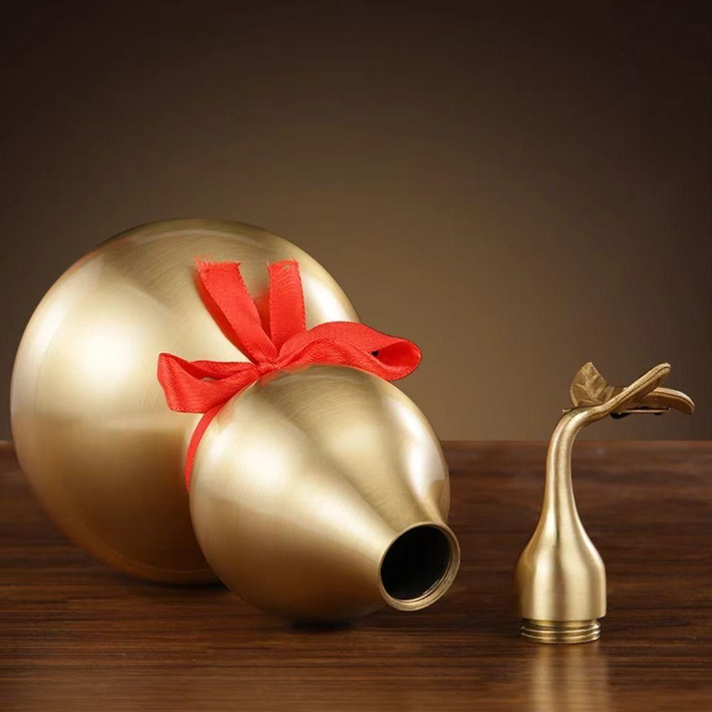 Smooth Copper Gourd Ornament 4/4.5 Inch Wealth Gourd Figurine Brass Gourd Statue  Fengshui