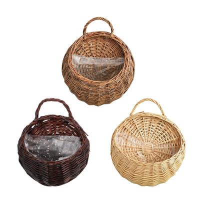 Natural Willow Hanging Planter Basket For Indoor Outdoor Use Great As Decorative Wall Shelf Or Storage Bin