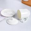 Pure White Bone China Lidded Cup & Saucer Set for Meetings (10-Pack)