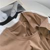 Women's Coffee-Colored U-Neck Short-Sleeve Slim Fit T-Shirt