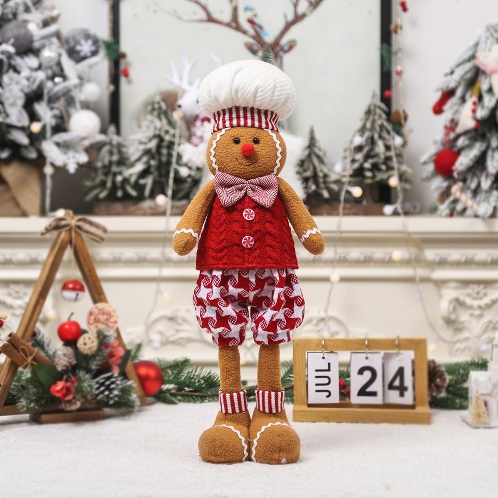 Christmas Decoration Telescopic Gingerbread Man Doll DIY Xmas Tree Decor Chef Hat Gingerbread Man Home Table Decor