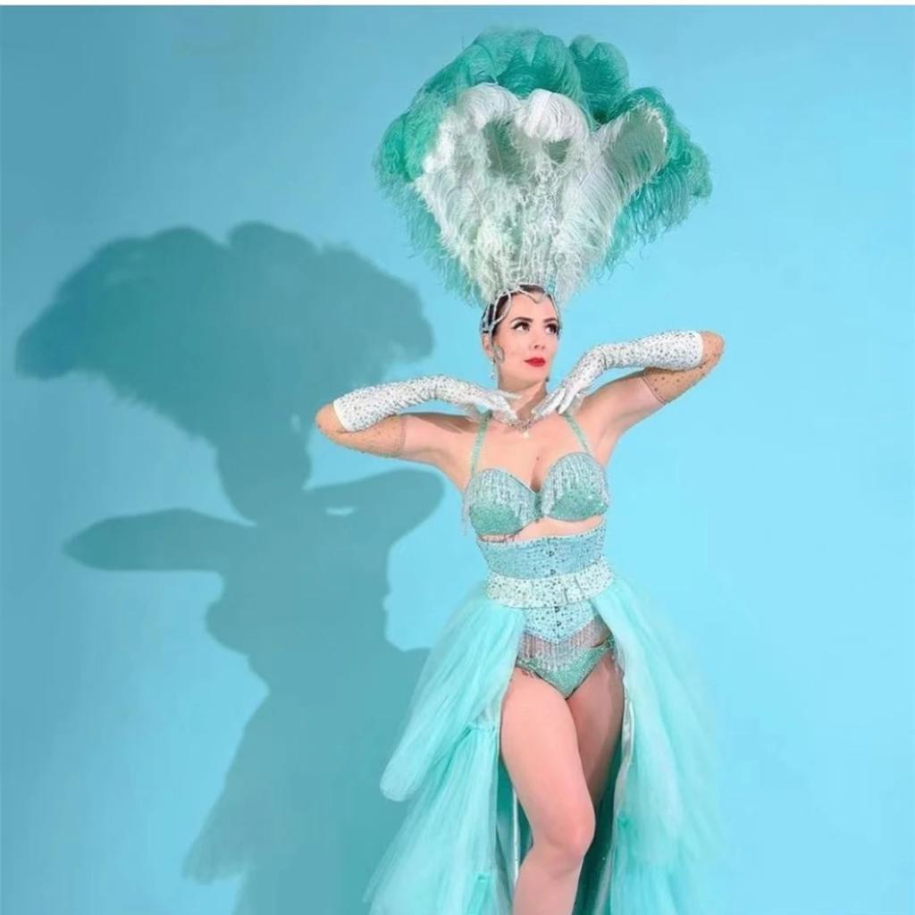 10Pcs Green Ostrich Feathers for Crafts 15-35cm Handicraft Accessories DIY Plume Starry Wedding Mask Handmade Centerpieces Decor