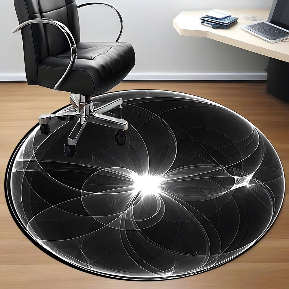 1pc Abstract Circular_Design Chair Carpet for Office, Round Non Slip Durable Large Size Office Carpet, Suitable for Office