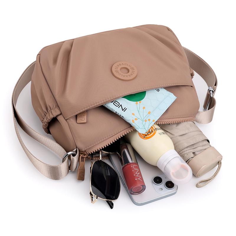 Women's Bag Multi-Pocket Shoulder Bag Lightweight Nylon Crossbody Bag