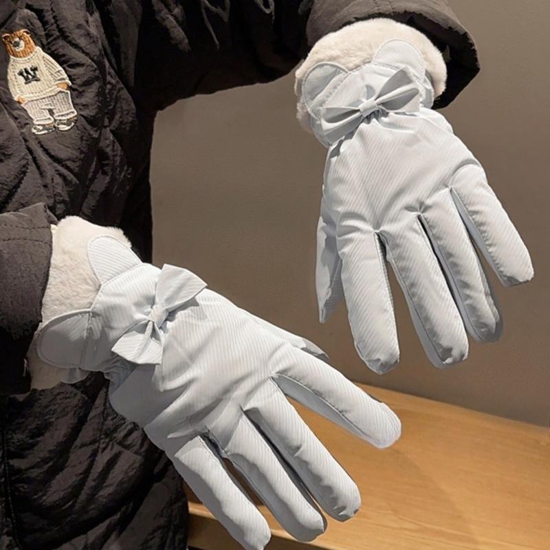 Damen Winter Radhandschuhe Niedlich Wasserdicht Touchscreen Plus Samt Verdickt Winddicht Winterwärme und Kälteschutz Elektrofahrzeug