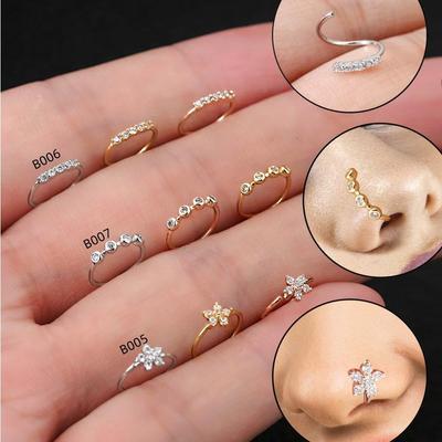 Elegantní zirkonová klipsa na nos – Módní, jednoduchý, nepiercingový šperk