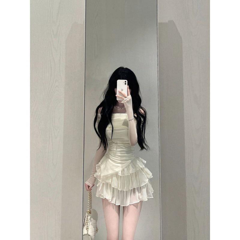 Z Pure Desire Set Crop Top s odhalenými rameny a sukně - Letní dvoudílný set s jedním ramenem ve stylu dortu pro ženy.