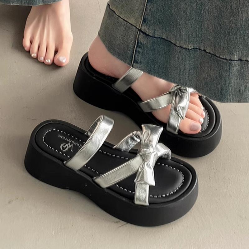 Mode Ballerinas Damen Hausschuhe Schleife Plateau Designerschuhe Mode Kleid Sommer Damen Sandalen 2025 Lässige Pantoletten Luxus Zapatos Mujer