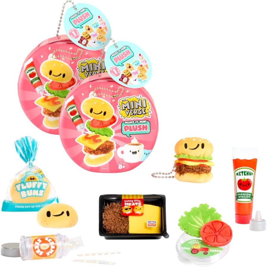 Miniversa MGA Make It Mini Peluche, Empaque Ciego, DIY, Peluches Coleccionables Temáticos de Comida, Adhesivo de Secado al Aire, 8 para Coleccionar, Accesorio Llavero
