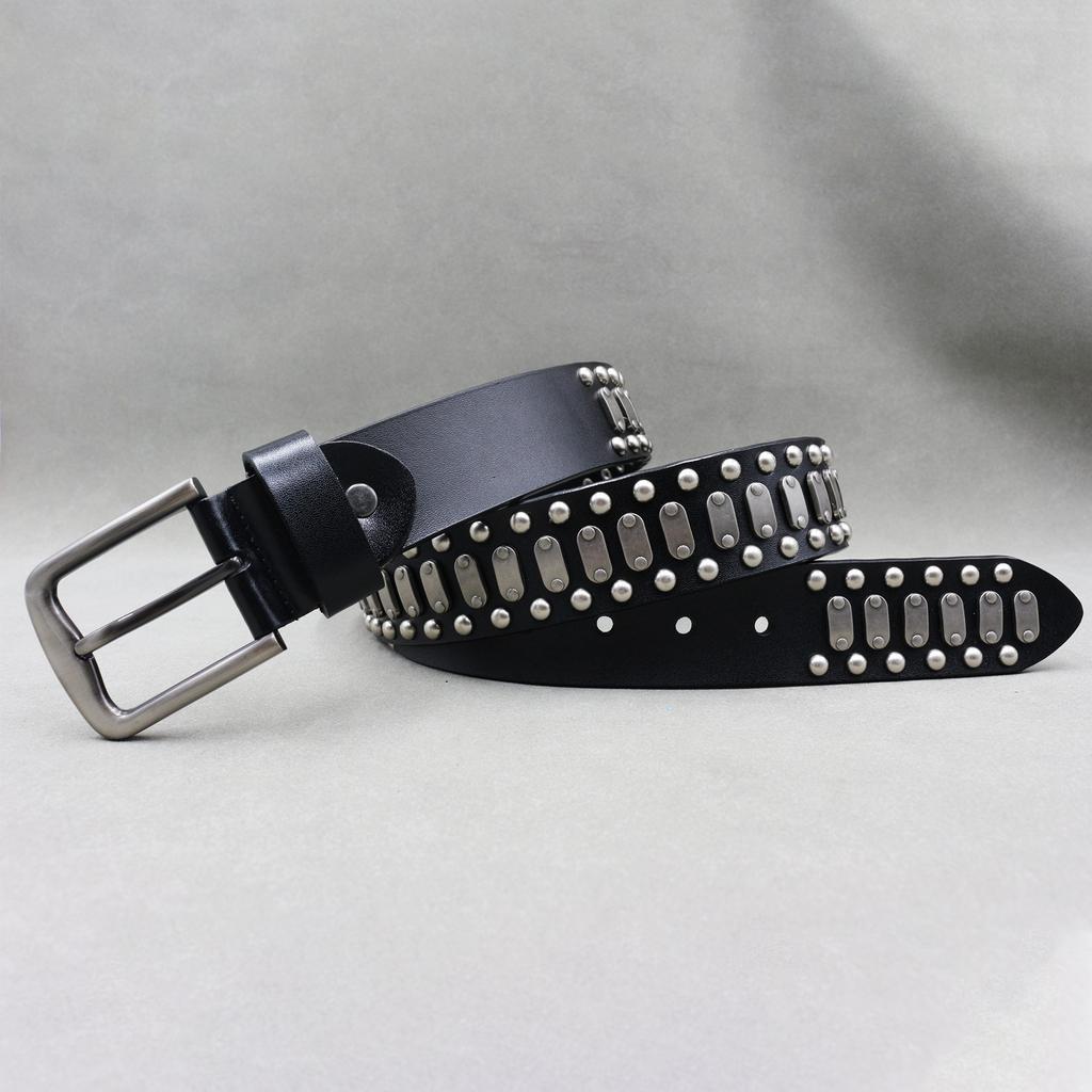 Punk Neutral Rivets for Men and Women Belts for Trendy Personality Knight Leather Belt American Light Luxury Decorative Belt