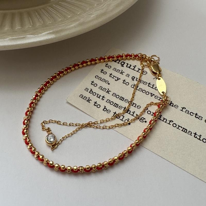 Knitted Red Rope Bracelet with Niche Design, Simple and Fashionable, Vintage and Light Luxury Bracelet 19CM
