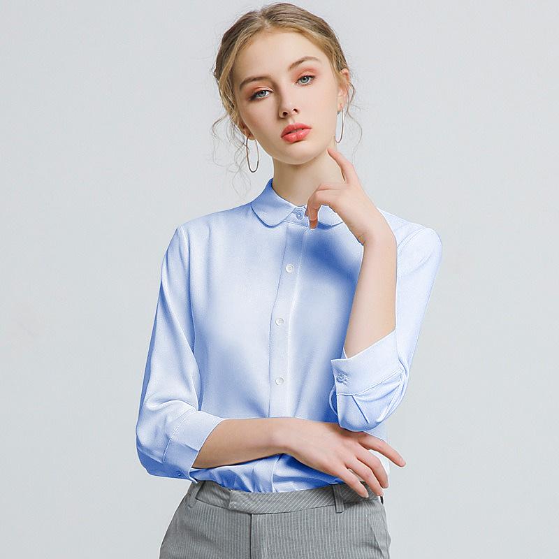 Shirt Women's Long Sleeve Occupational Commuter Interview Non-ironing Women's Shirt Work Clothing Wholesale Embroidery Logo Professional Clothing
