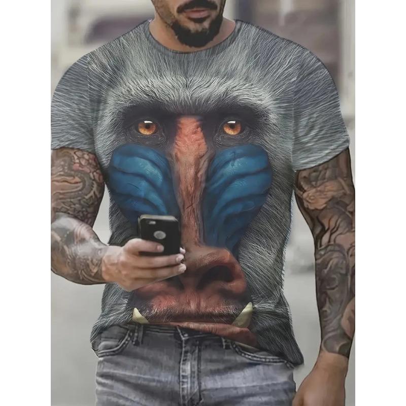 Fun Monkey 3D Print Sports  Breathable Men T-shirt Outdoor Street Loose Cosplay