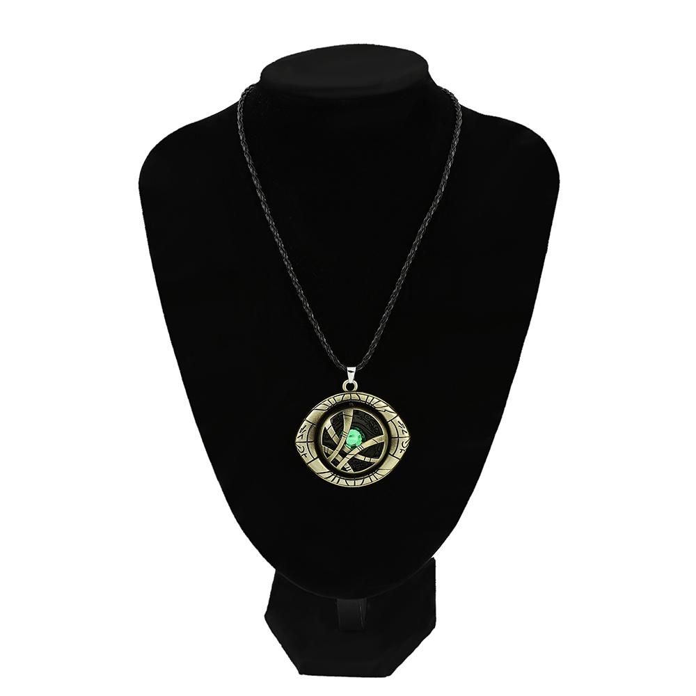 Strange Necklace Men Doctor Strange Infinity Time Stones Eye of Agamotto Rotatable Necklace Keychain