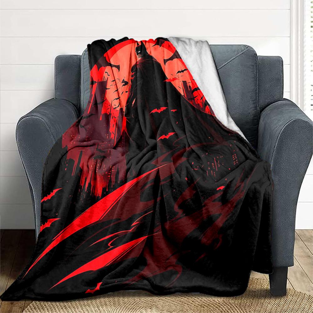 1pc Batman Blanket Lightweight Flannel Throw For Sofa, Bed, Travel, Camping, Livingroom, Office, Couch, Chair, And Bed