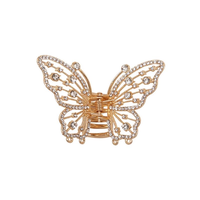 Elegant Butterfly Hair Claw Clip With Dazzling Rhinestones For Women Securely Hold Metal Hairpin Accessory
