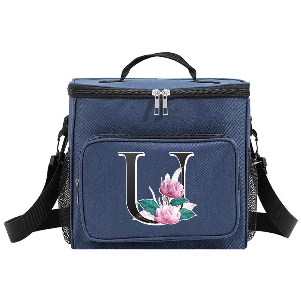 Insulated Lunch Bags Cooler Box Thermal Organizer Handbag for Student Waterproof Camping Storage Boxes Whitemarble Pattern