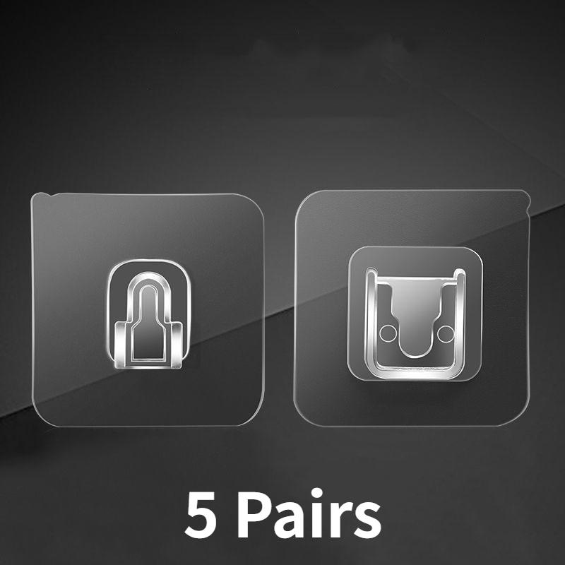10/5/2 Pairs Strong Adhesive Wall Hooks Double Side Transparent Wall Hanger Sucker Punch Free Suction Hook Home Storage Holders