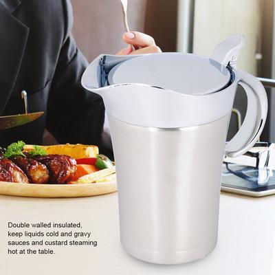 304 Stainless Steel Thermal Insulated Double Wall Sauce Gravy Boat Pot Serving Jug(S,450ml / L, 750ml)