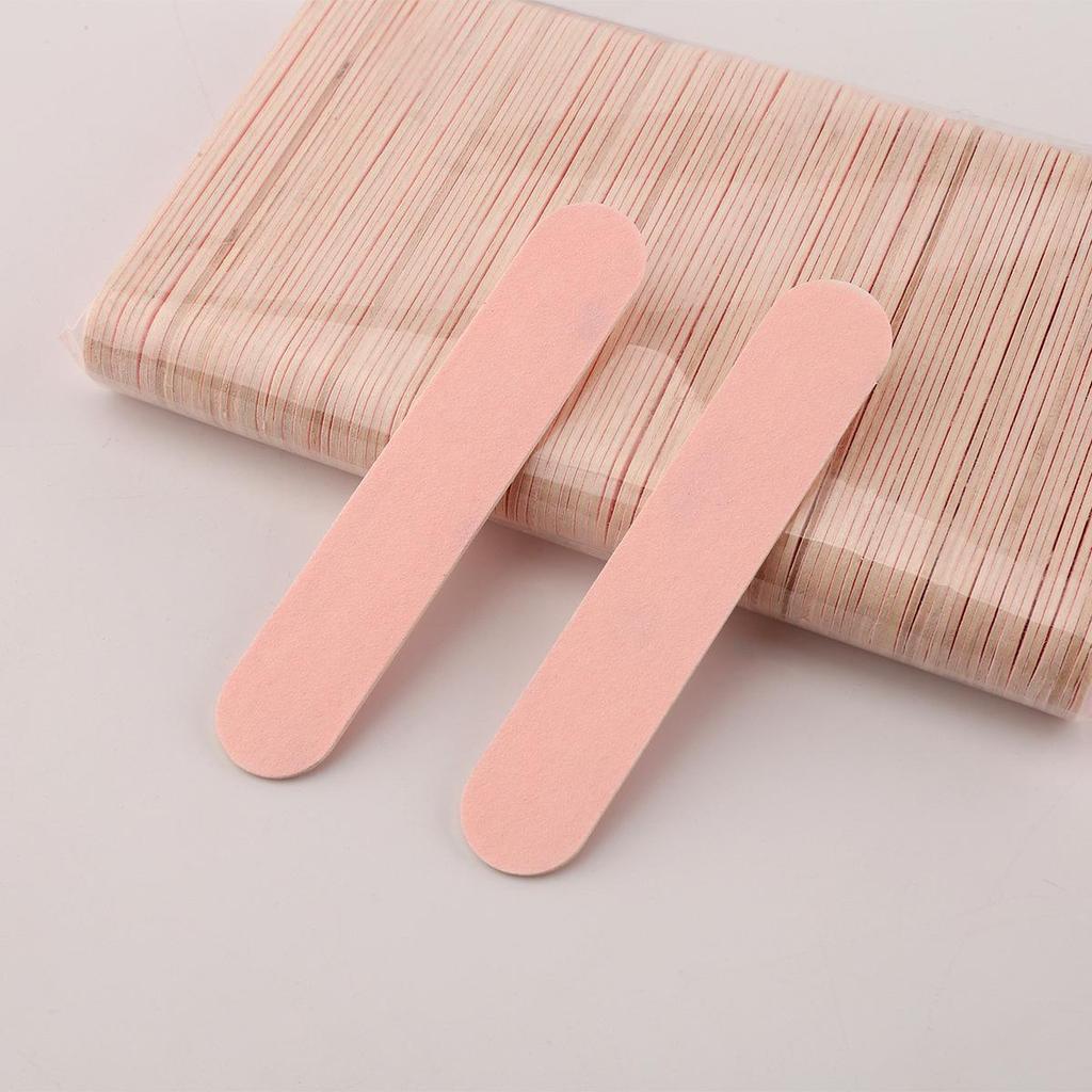 Portable Double-Sided Mini Nail Buffer: Colored Natural Wood, Fine Grit - Perfect for Manicure, Hotel, Home Use.