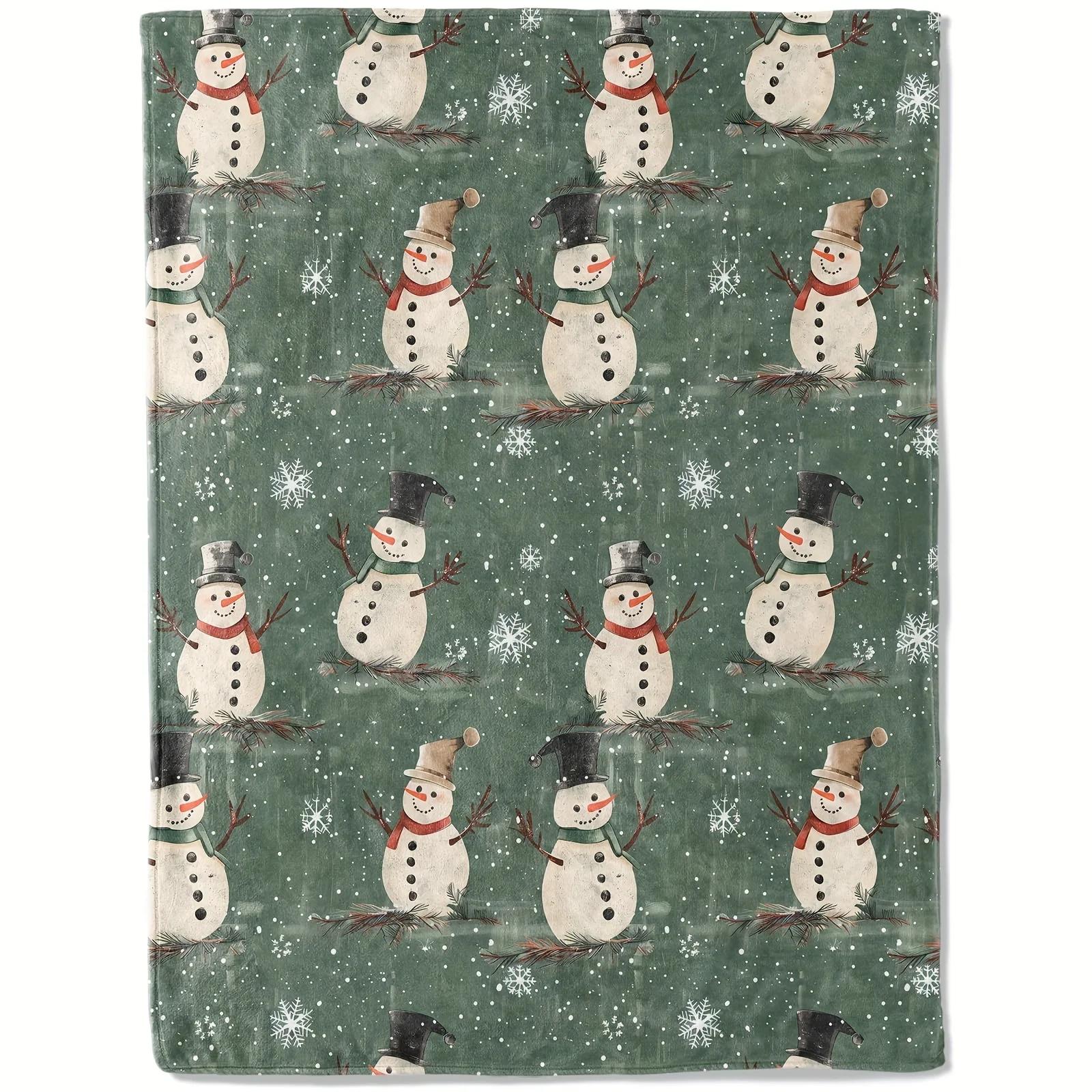 

[Мягкий праздничный плед-снеговик] Праздничный рождественский плед-снеговик - Мягкий, легкий и универсальный для всех сезонов 30x40in