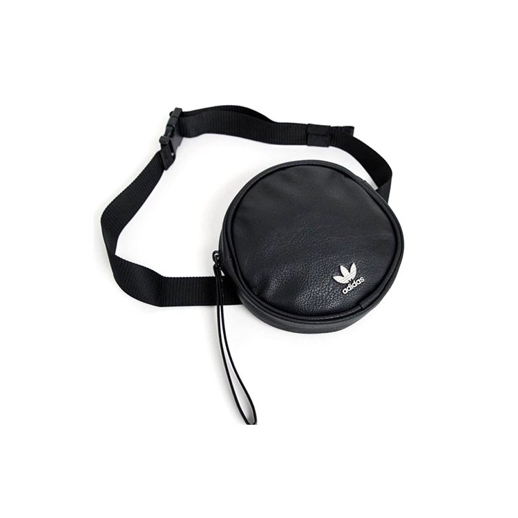 

Adidas Originals Three Leaves Sports Casual Small Round Shoulder Bag Crossbody Bag Chest Bag Leather Waist Bag Unisex Bags Black CL5438 Black
