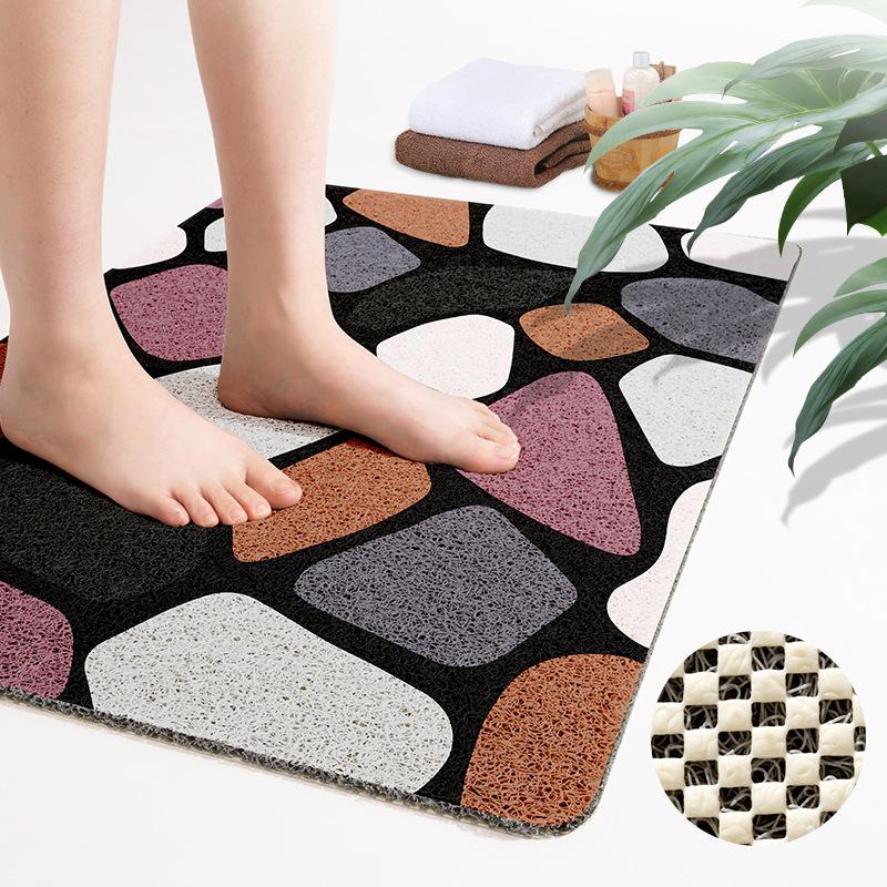 Tapis de sol en anneaux de soie pour salle de bain, Tapis antidérapant pour salle de bain, Taille de cabine de douche découpable, Tapis de pied imperméable, Anneau de soie, Séchage rapide