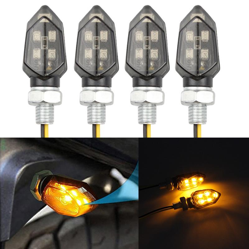 4PCS Mini Motorcycle Smoke Lens Turn Signal Light 5LED 12V Amber Blinker Indicator Lamp For Kawasaki Honda BMW Yamaha Harley