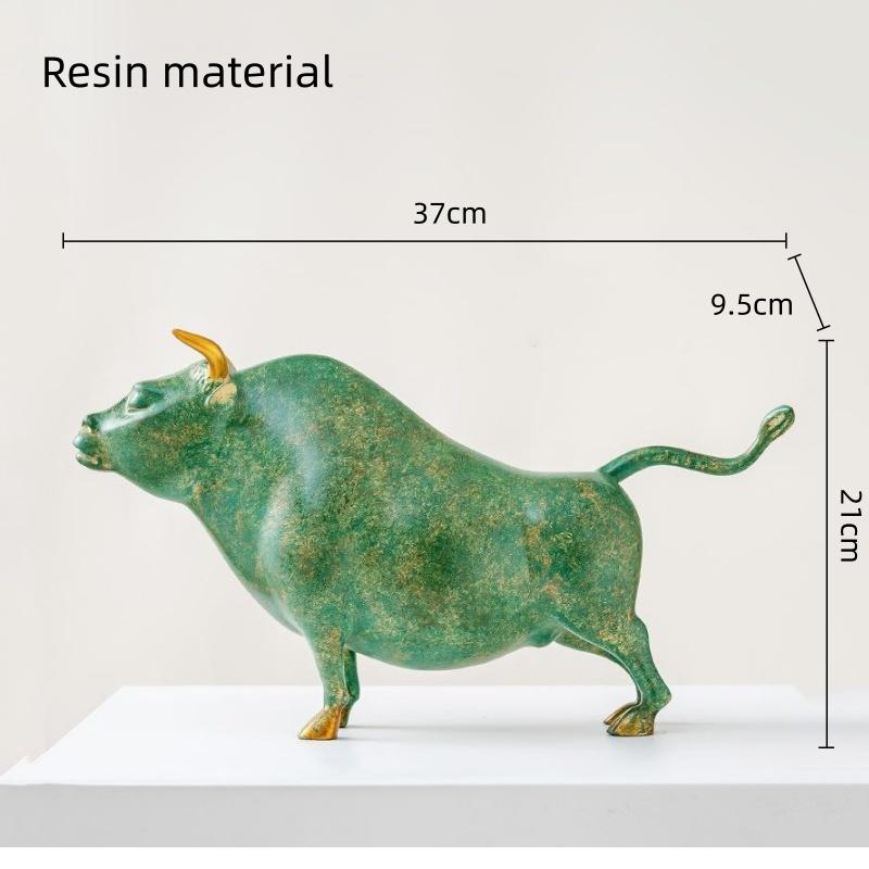 Simulation Animal Sculpture Brass Ornaments Golden Ox Cattle Bull Resin Sculpture Copper Figurines Home Decoration Accessories