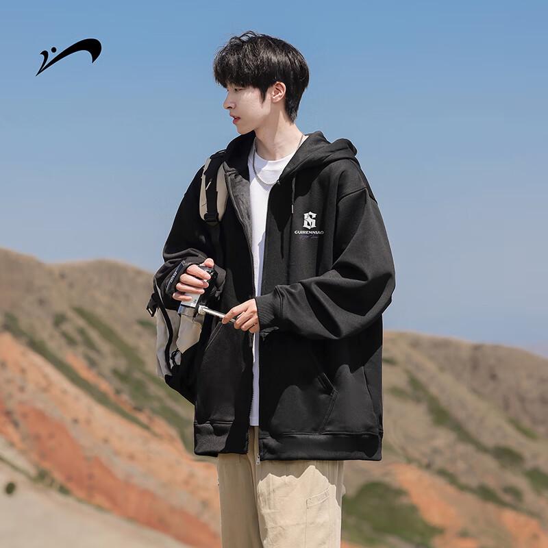 

Guirenniao Men s American Casual Zip-Up Hoodie Jacket M