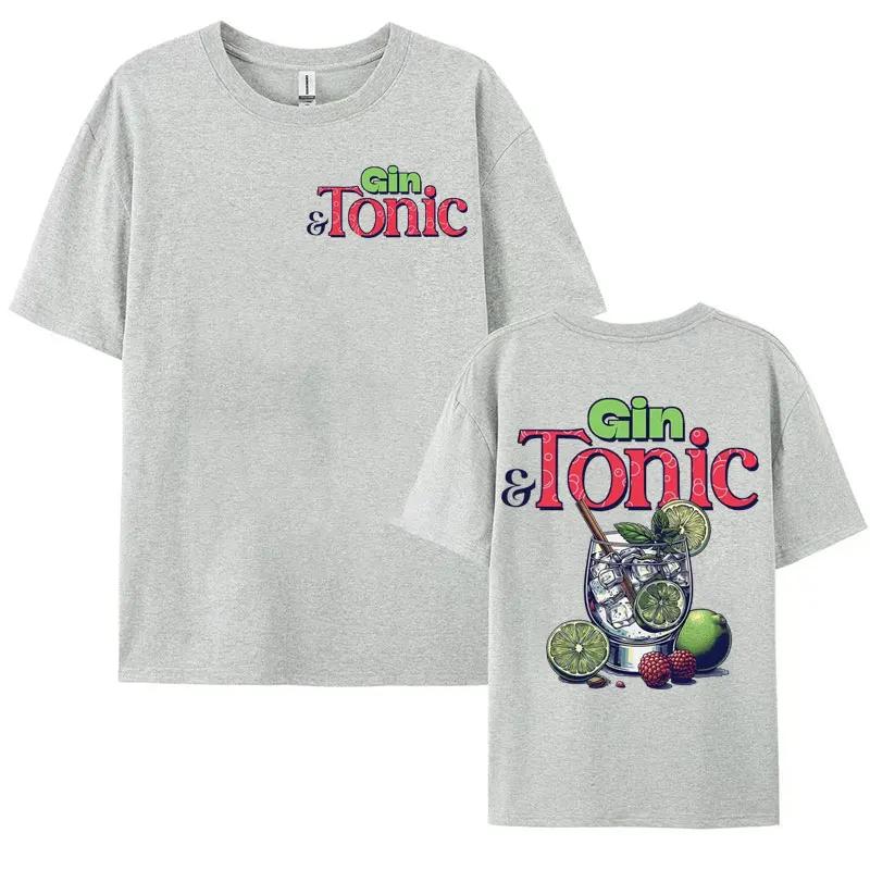 Funny GIN & TONIC Meme Graphic T-shirt Drink Cocktail Themed Gift T-shirts Men Women's Fashion Aesthetic Y2k Cotton T Shirt Tops