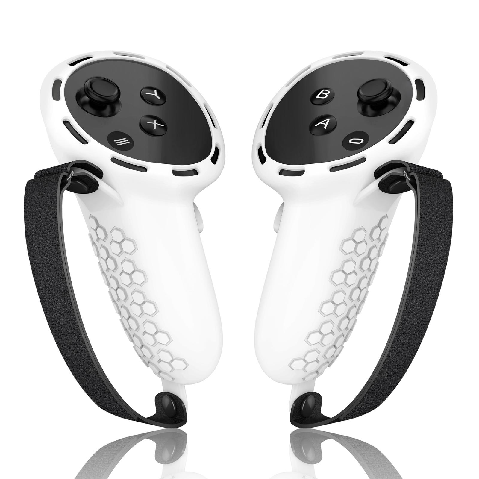 

Для Quest3 VR Игровой ручки Грип Защитный чехол для сенсорного контроллера и ремешок для суставов пальцев Нескользящий силиконовый Предотвращающий износ и потерю белый