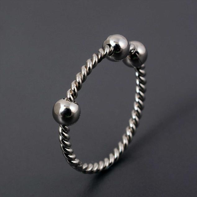 silver brass Silver 3 Bead Ring, Minimalist Fidget Ring, Handmade Anxiety Stress Relief Jewelry, Unisex Everyday Beaded Ring