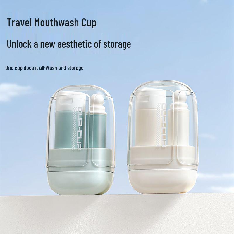 Portable Japanese Travel Wash Set: Folding Toothbrush, Mouthwash Cup & Storage Box