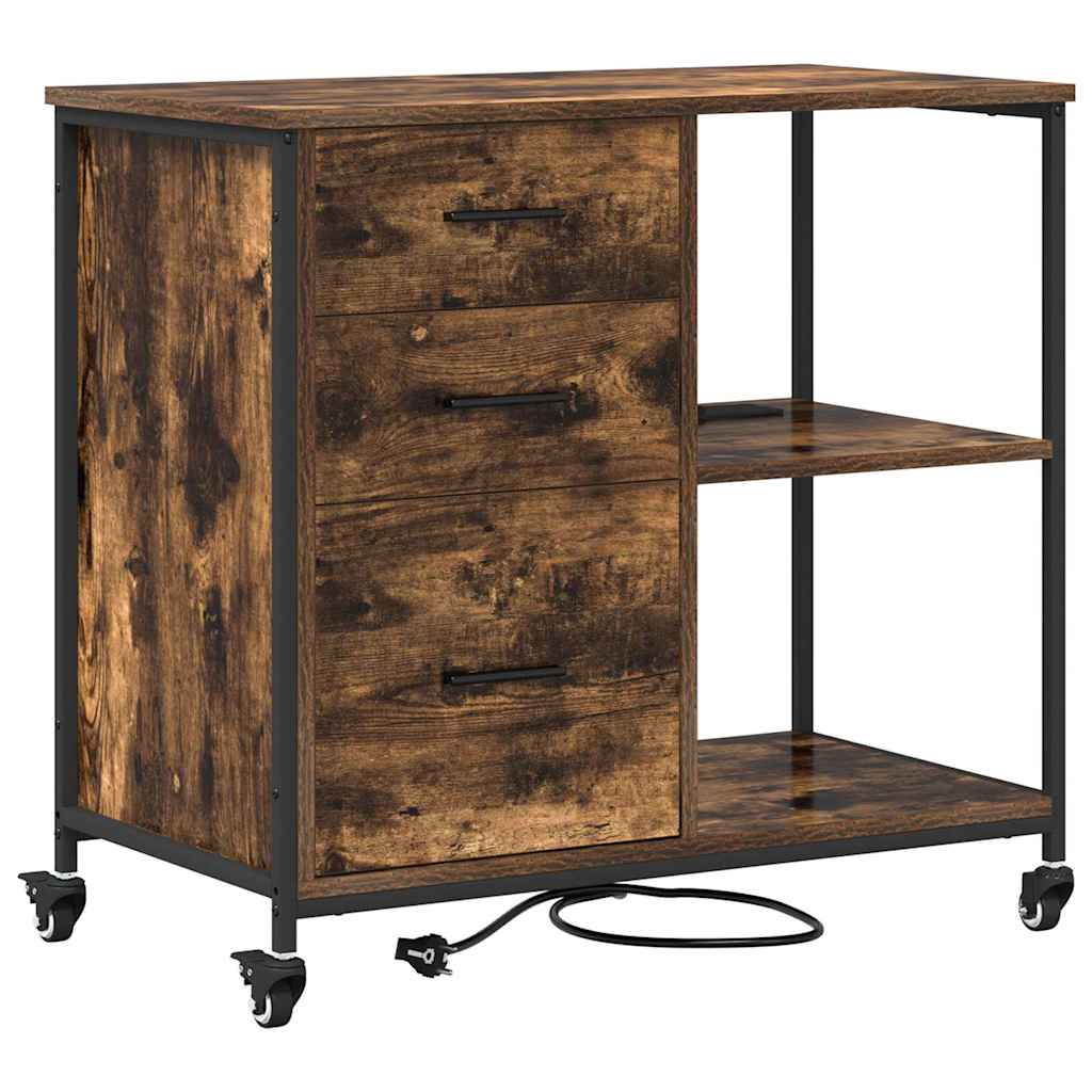 Cabinet with Charging Station Smoked Oak 76 x 41 x 72 cm