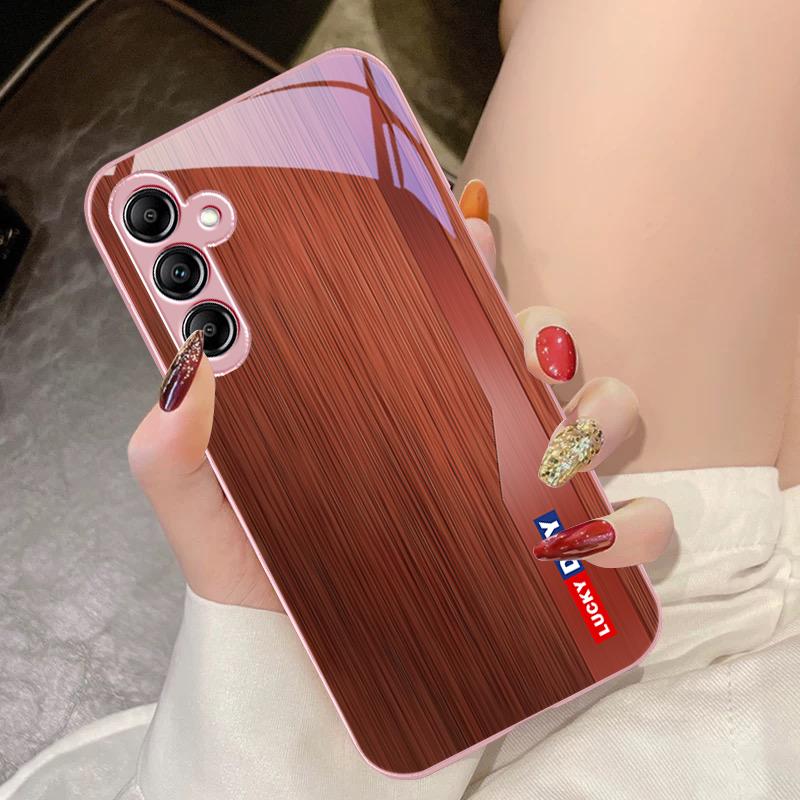 Wood Grain Green For Samsung Galaxy A14 4G 20 30 52 20S 21S 22 A32 33 34 42 50 51 53 54 70 71 72 73 5G Glass Phone Case