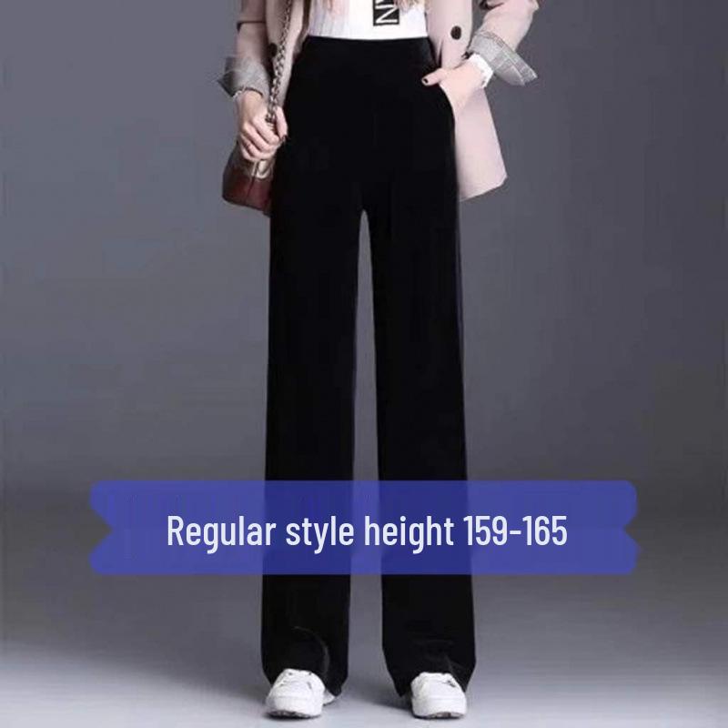 Golden Velvet High-Waisted Straight-Leg Pants - Women's Autumn/Winter 2025 Collection