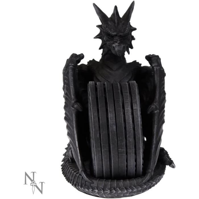 Ensemble De Dessous De Verre - Nemesis Now - Dragons Tanière - 22cm - Noir - Résine Peinte À La Main