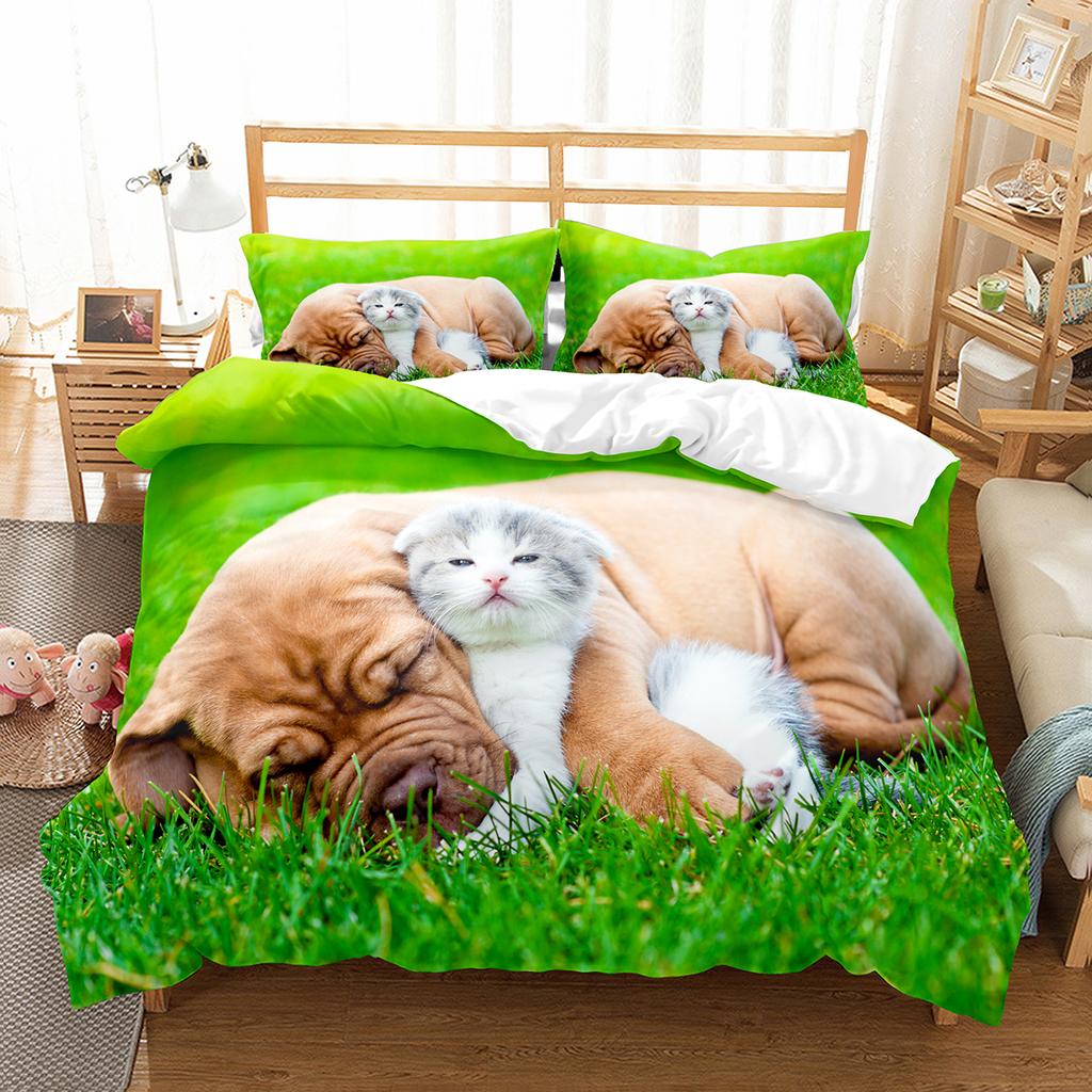 Brown Raccoon King Queen Double Full Duvet Cover Lovely Animal Bedding Set Wildlife Quilt Cover 2/3pcs Polyester Comforter Cover