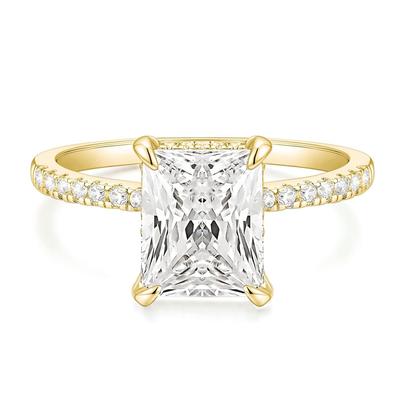 Classic Rectangle Cut White Stone Rings for Women Golden Color Geometric White Zircon Wedding Bands Engagement Ring Bridal Jewelry