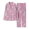 Pigiama in Cotone da Donna Primavera e Autunno Manica Lunga Indumento Esterno Servizio Casalingo Coreano Completo Camicia e Pantaloni a Manica Lunga
