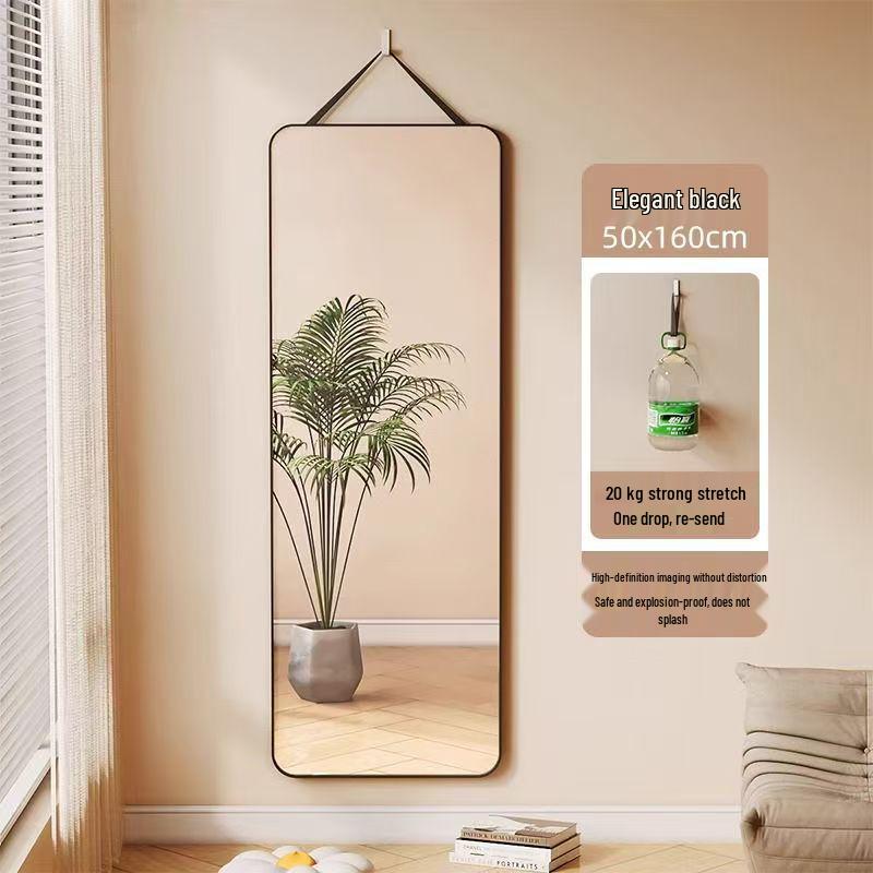 

Дзеркало в повний зріст настінне з підвішуванням на мотузці, Ідеальне для гуртожитків та спалень, Установка без свердління Thickened Anti-deformation