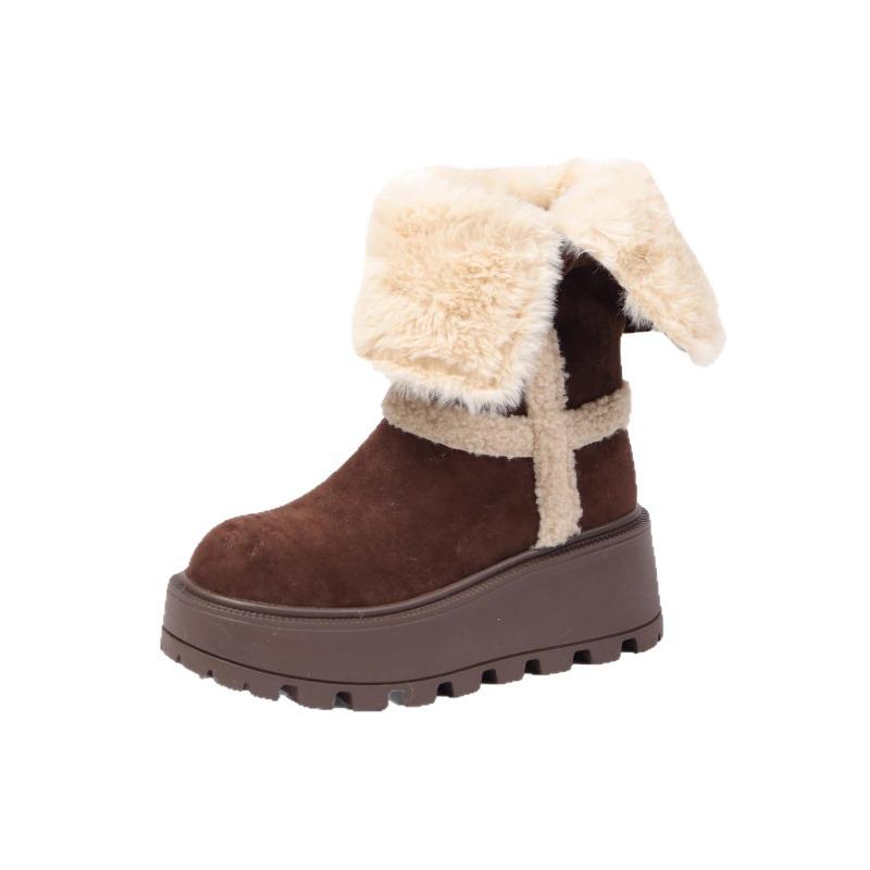 Maillard Retro Thick-soled Belt Buckle Two Wear Snow Boots Women's New Fashion Velvet Thermal Short Boots