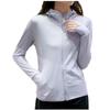 Veste d'été à manches longues pour femme, respirante, en soie glacée, avec protection solaire, haut fin à capuche, décontracté